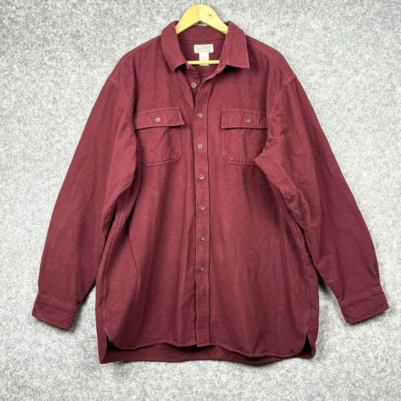 LL Bean Mens Chamois‎ Utility Chore Shirt Jacket Size 2XLT Heavyweight Outdoors - Picture 1 of 7